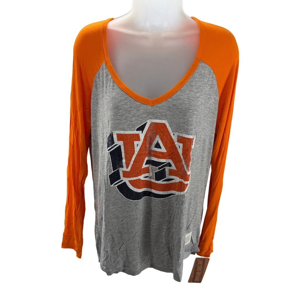 Retro Brand Auburn Tigers Raglan Long Sleeve‎ Shirt Womens XLarge NEW